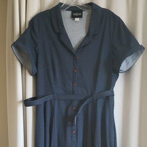 Collectif Caterina swing dress navy and white dot size UK 16